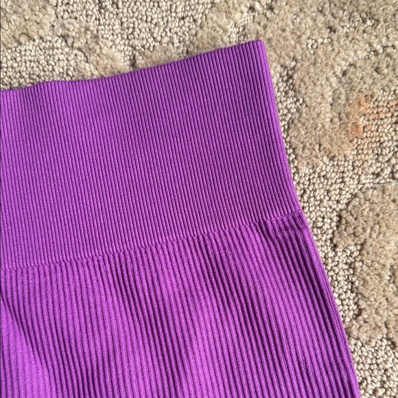 Purple Women's Ribbed Shorts - Picture 5 of 7